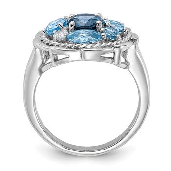 Shey Couture Sterling Silver Rhodium-plated with 14k Accent 1.36 Swiss Blue Topaz / 1.05 London Blue Topaz / .08 White Topaz Ring — alternate view
