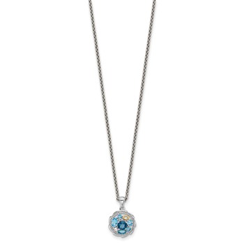 Shey Couture Sterling Silver Rhodium-plated with 14k Accent 1.36 Swiss Blue Topaz/1.05 London Blue Topaz/.09 White Topaz 18 inch Necklace — alternate view