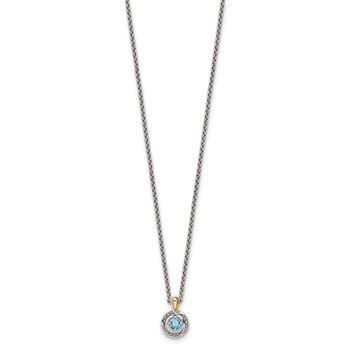 Shey Couture Sterling Silver Antiqued with 14k Accent Light Swiss Blue Topaz 18 inch Necklace — alternate view