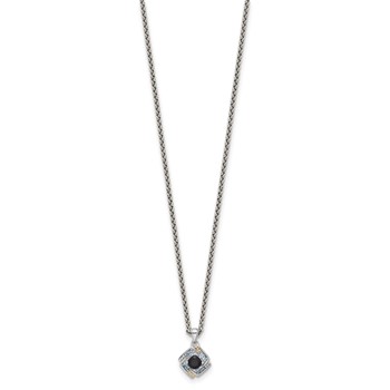 Shey Couture Sterling Silver Rhodium-plated with 14k Accent .49 Onyx and .16 Swiss Blue Topaz 18 inch Necklace — alternate view