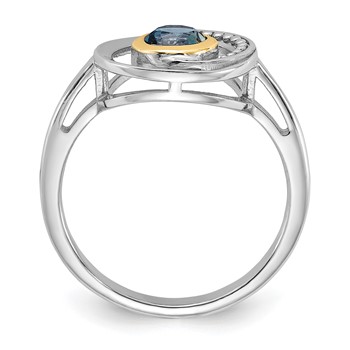 Shey Couture Sterling Silver Rhodium-plated with 14k Accent London Blue Topaz Ring — alternate view