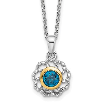 Shey Couture Sterling Silver Rhodium-plated with 14k Accent London Blue Topaz 18 inch Necklace