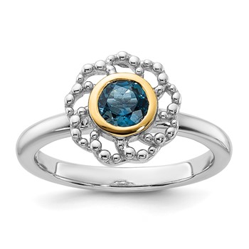 Shey Couture Sterling Silver Rhodium-plated with 14k Accent London Blue Topaz Ring