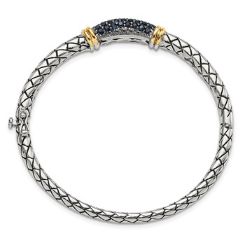 Shey Couture Sterling Silver Rhodium-plated with 14k Accent Sapphire Bangle Bracelet — alternate view