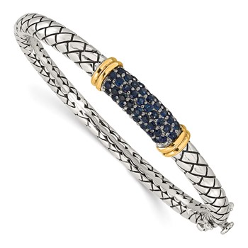 Shey Couture Sterling Silver Rhodium-plated with 14k Accent Sapphire Bangle Bracelet