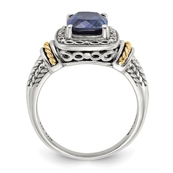 Shey Couture Sterling Silver with 14k Antiqued Lab Created Sapphire Ring — alternate view