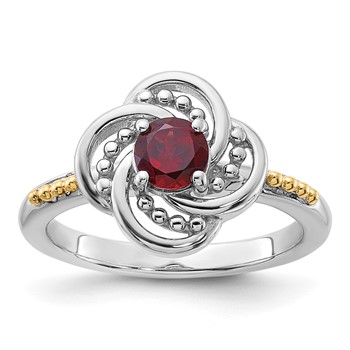 Shey Couture Sterling Silver Rhodium-plated with 14k Accent Garnet Ring