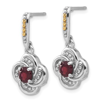 Shey Couture Sterling Silver Rhodium-plated with 14k Accent Garnet Dangle Post Earrings — alternate view