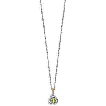 Shey Couture Sterling Silver Rhodium-plated with 14k Accent Peridot 18 inch Necklace — alternate view