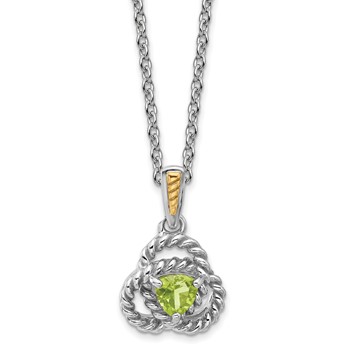 Shey Couture Sterling Silver Rhodium-plated with 14k Accent Peridot 18 inch Necklace