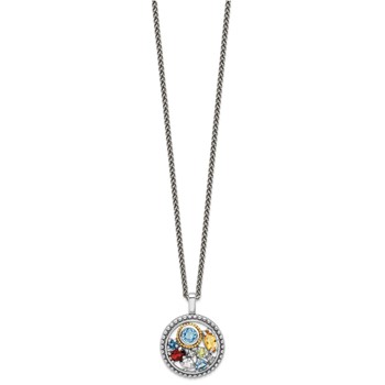 Shey Couture Sterling Silver Rhodium-plated with 14k Accent .43 Citrine/.93 Swiss Blue Topaz/.14 Light Blue Topaz/.13 Peridot 18 inch Necklace — alternate view