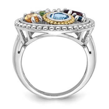 Shey Couture Sterling Silver Rh-plated w/14k Accent .47Citrine/.93Swiss Blue Topaz/.15Light Blue Topaz/.13Peridot/.67Garnet/.39Wht Topaz Ring — alternate view