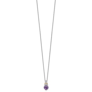 Shey Couture Sterling Silver Rhodium-plated with 14k Accent Checker-cut Cushion Amethyst and .04ct Diamond 18 inch with 2 inch Extension Necklace — alternate view