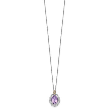 Shey Couture Sterling Silver Rhodium-plated with 14k Accent Oval Amethyst 18 inch with 2 inch Extension Vintage Necklace — alternate view