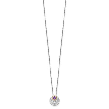 Shey Couture Sterling Silver Rhodium-plated with 14k Accent Round Amethyst Swirl Circle 18 inch with 2 inch Extension Necklace — alternate view