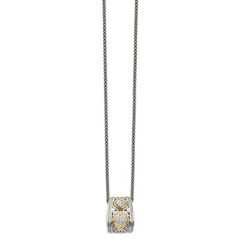 Shey Couture Sterling Silver Antiqued with 14K Accent Diamond 18 Inch Necklace — alternate view