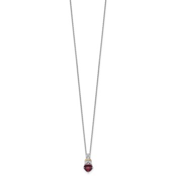 Shey Couture Sterling Silver Rhodium-plated with 14k Accent Checker Cushion Garnet and .04ct. Diamond 18 inch with 2 inch Extension Necklace — alternate view