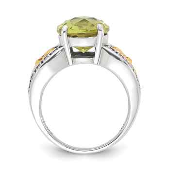 Sterling Silver w/ 14k Accent Antiqued Oval Lemon Quartz Ring — alternate view