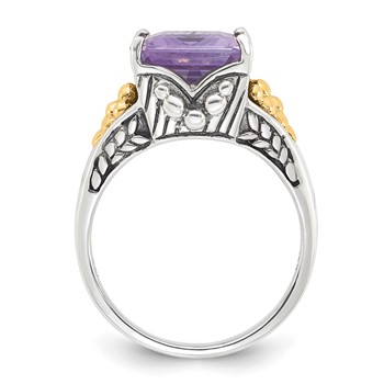 Sterling Silver w/ 14k Accent Antiqued Pink Quartz Ring — alternate view