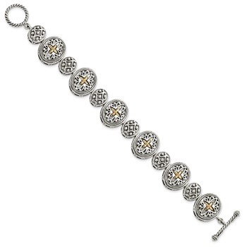 Shey Couture Sterling Silver with 14K Accent 8 Inch Antiqued Toggle Bracelet — alternate view