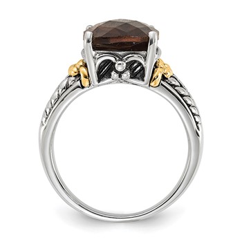 Sterling Silver w/14k Accent Polished & Antiqued Smoky Quartz Ring — alternate view