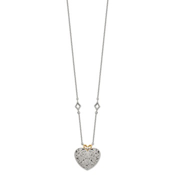 Shey Couture Sterling Silver Rhodium-plated with 14K Accent 18 Inch Diamond Vintage Heart Necklace — alternate view