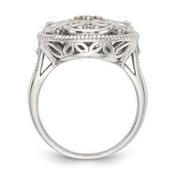 Shey Couture Sterling Silver Rhodium-plated with 14K Accent Diamond Vintage Ring — alternate view