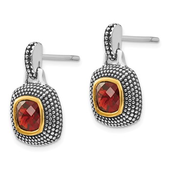 Shey Couture Sterling Silver Flash Gold-plated Antiqued Garnet Earrings — alternate view