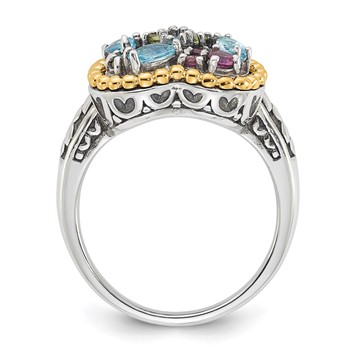Sterling Silver w/14k Accent Multi Gemstone Ring — alternate view