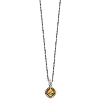 Shey Couture Sterling Silver with 14K Accent 18 Inch Antiqued Cushion Citrine Necklace — alternate view
