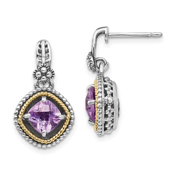 Sterling Silver w/14k Rose de France Earrings