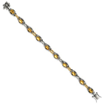 Sterling Silver w/14k Accent Antiqued Citrine Bracelet — alternate view