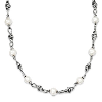 Shey Couture Sterling Silver 20 Inch Antiqued 8-8.5mm Freshwater Cultured Pearl Necklace — alternate view