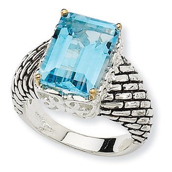 Sterling Silver w/14k Blue Topaz Ring