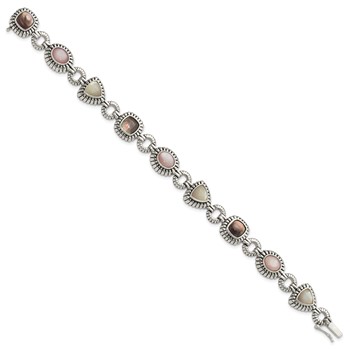 Shey Couture Sterling Silver 7.75 Inch Antiqued Pink/Black/White Mother of Pearl Bracelet — alternate view