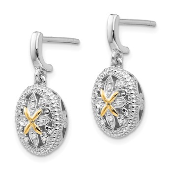 Shey Couture Sterling Silver Rhodium-plated with 14K Accent Diamond Post Dangle Earrings — alternate view
