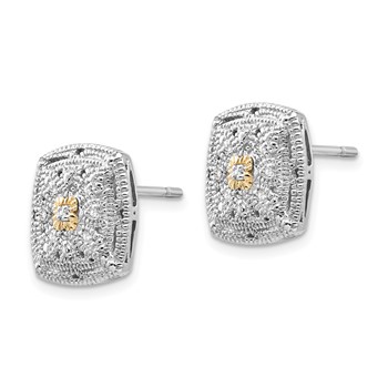 Shey Couture Sterling Silver Rhodium-plated with 14K Accent Diamond Post Earrings — alternate view