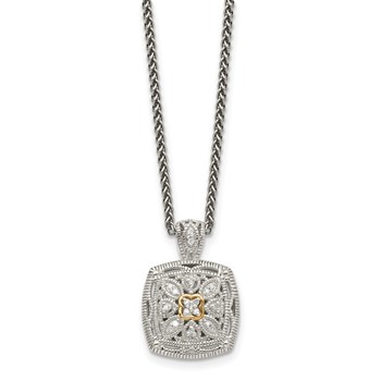 Shey Couture Sterling Silver Antiqued with 14K Accent 18 Inch Diamond Vintage Necklace — alternate view