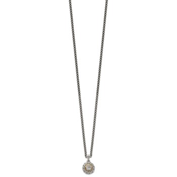 Shey Couture Sterling Silver Antiqued with 14K Accent 18 Inch Diamond Round Pendant Necklace — alternate view