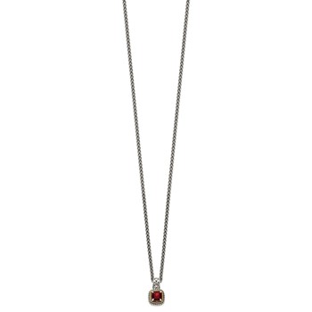 Shey Couture Sterling Silver with 14K Accent 18 Inch Antiqued Cushion Garnet Necklace — alternate view