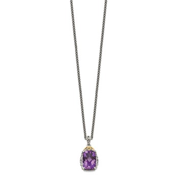 Shey Couture Sterling Silver with 14K Accent 18 Inch Antiqued Cushion Amethyst Necklace — alternate view