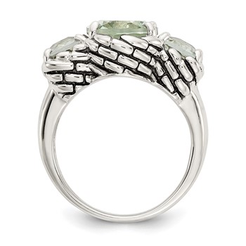 Shey Couture Sterling Silver Antiqued Oval and Round Green Quartz Ring — alternate view