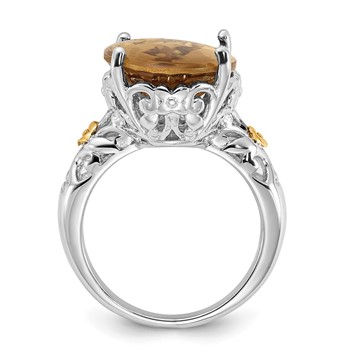 Sterling Silver w/14k Accent Polished Whiskey Quartz Ring — alternate view