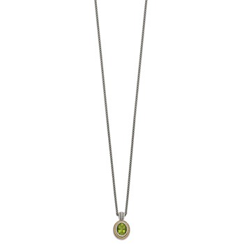 Shey Couture Sterling Silver with 14K Accent 18 Inch Antiqued Oval Bezel Peridot Necklace — alternate view