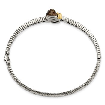 Shey Couture Sterling Silver with 14K Accent Antiqued Smoky Quartz and Diamond Bangle Bracelet — alternate view