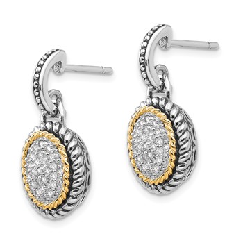 Shey Couture Sterling Silver with 14K Accent Antiqued Diamond Post Dangle Earrings — alternate view