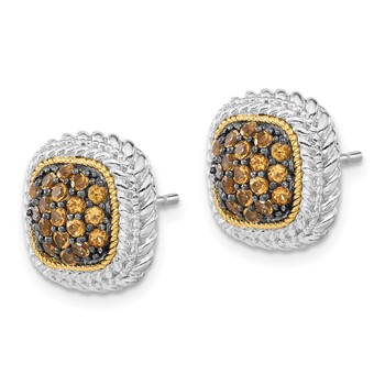 Sterling Silver w/14k and Black Rhodium Citrine Post Earrings — alternate view