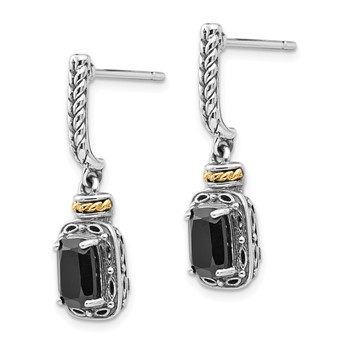 Shey Couture Sterling Silver with 14K Accent Antiqued Black Onyx Post Dangle Earrings — alternate view
