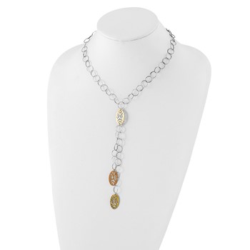 Sterling Silver 18K Yellow & Rose Gold-plated Fancy Drop Necklace — alternate view