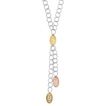 Sterling Silver 18K Yellow & Rose Gold-plated Fancy Drop Necklace